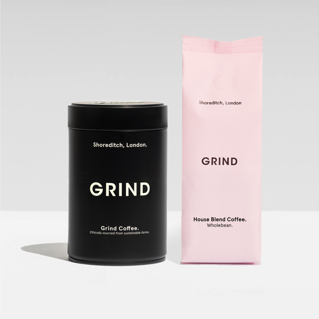 Black Tin of Grind Coffee Ground & Whole Bean Coffee Grind