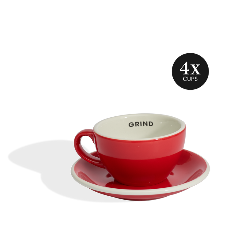 Red Coffee Cups and Saucers image