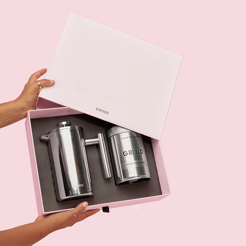 Cafetière Gift Set - Silver Tin