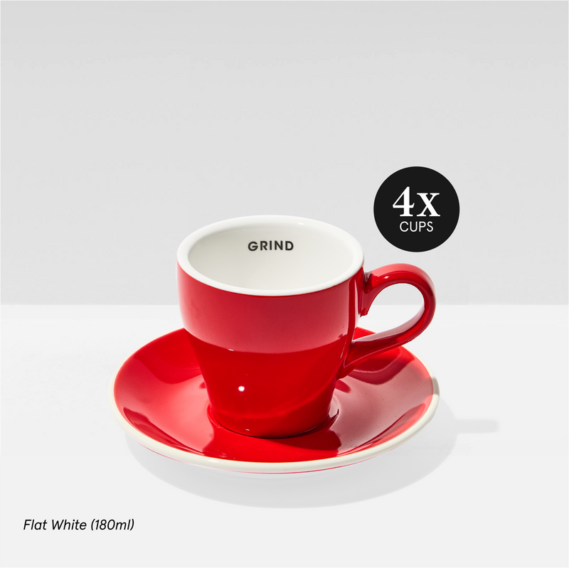 Red Coffee Cups and Saucers image