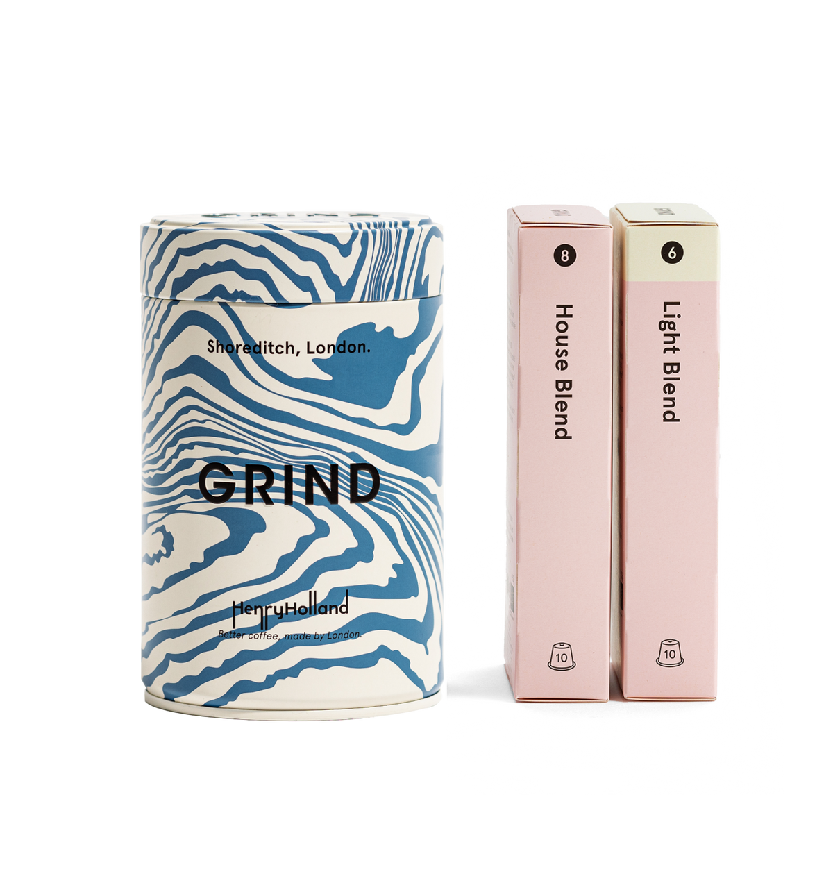 Henry Holland Tin and Pods Compostable Coffee Pods Grind