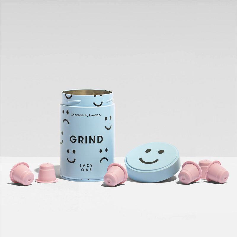 Grind x Lazy Oaf Tin of Compostable Coffee Pods image