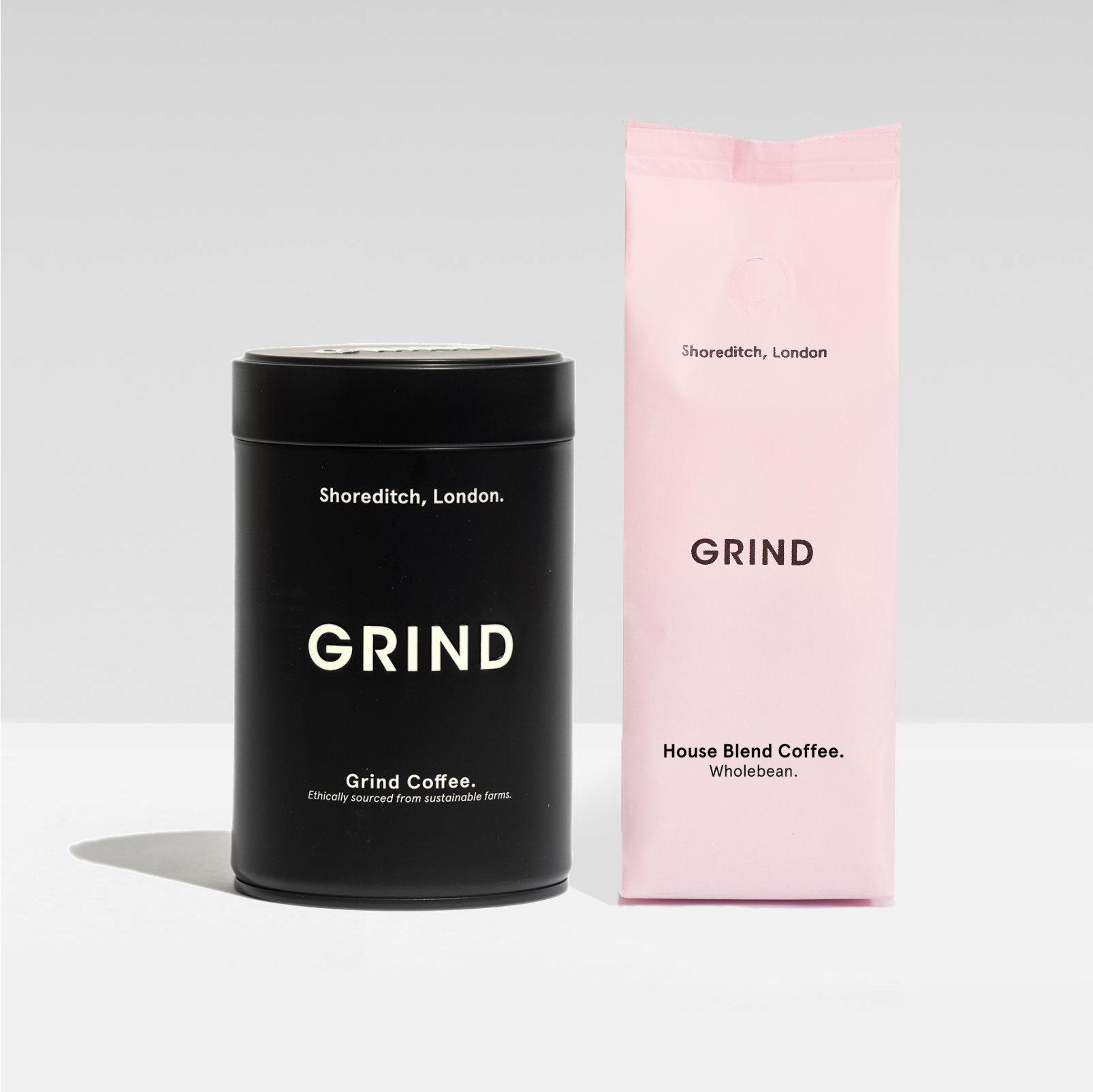 Black Tin of Grind Coffee Ground & Whole Bean Coffee Grind