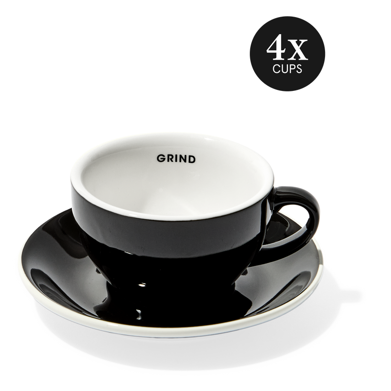 Black Coffee Cups and Saucers image