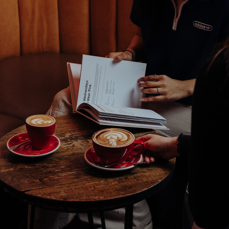 Red Coffee Cups and Saucers image